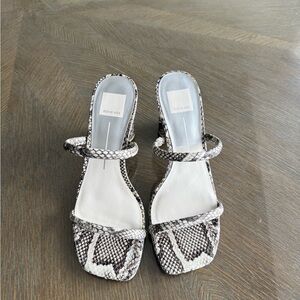 Dolce Vita Snake Print Double Strap Sandals - Gray and White